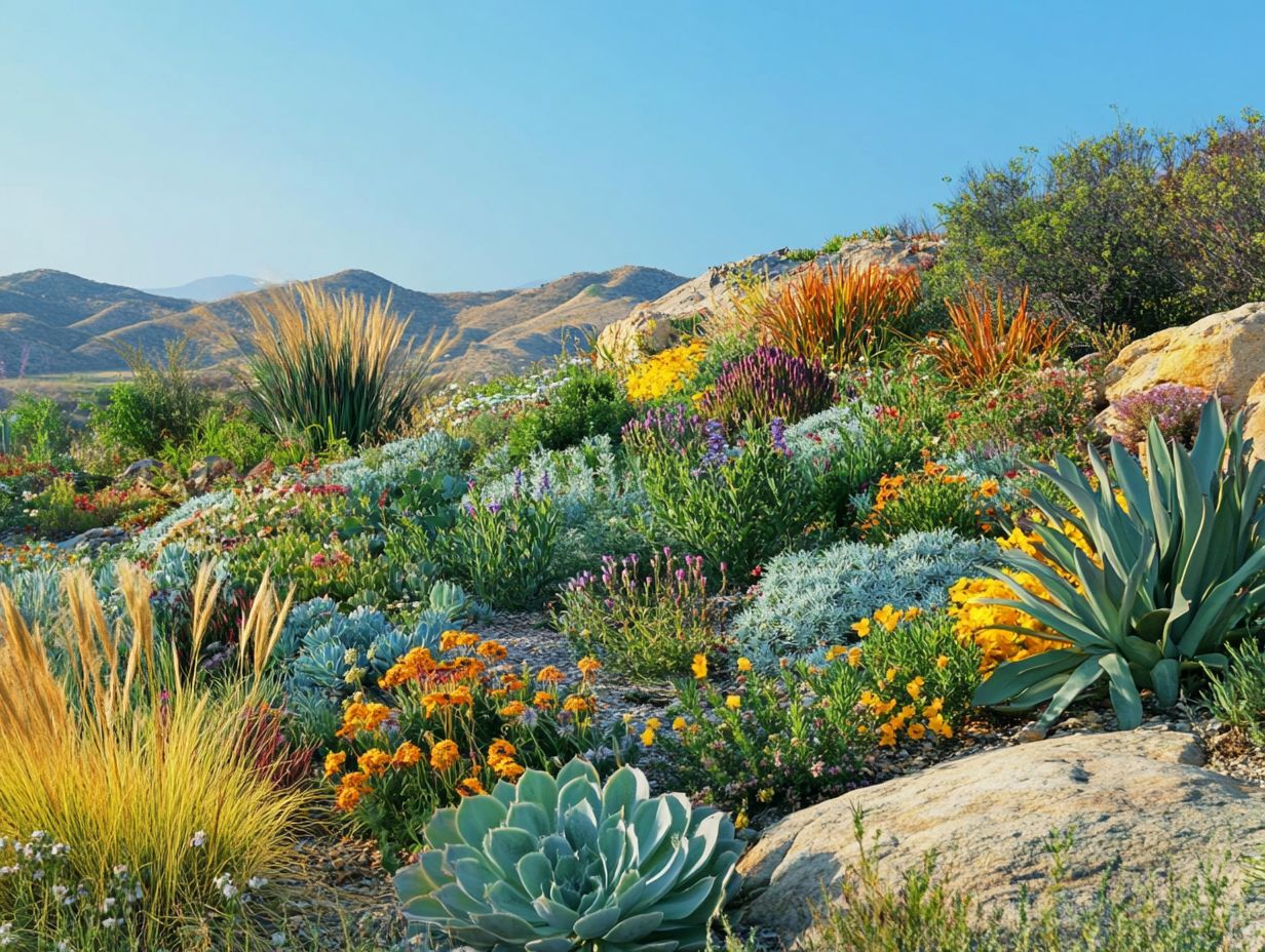 Image showing low-water plants and their benefits for sustainable landscapes.