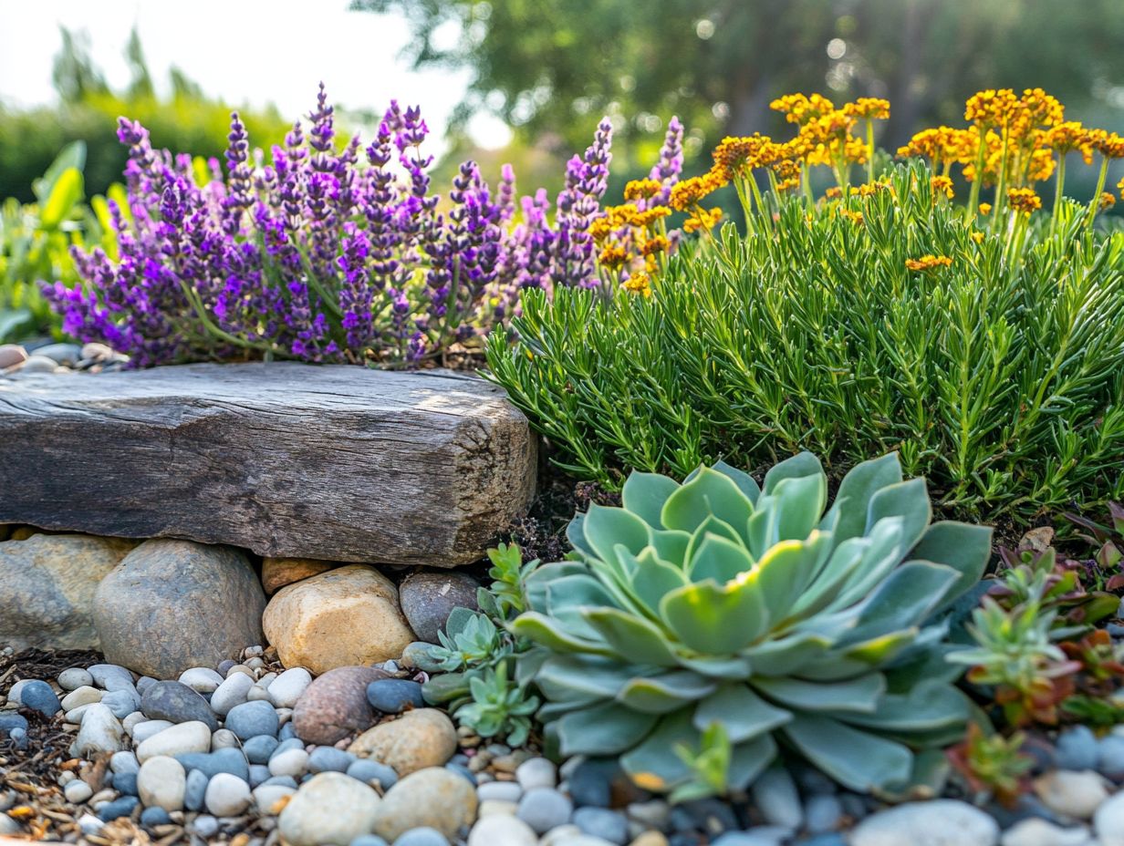 A beautiful drought-resistant garden featuring native plants and a water-saving irrigation system