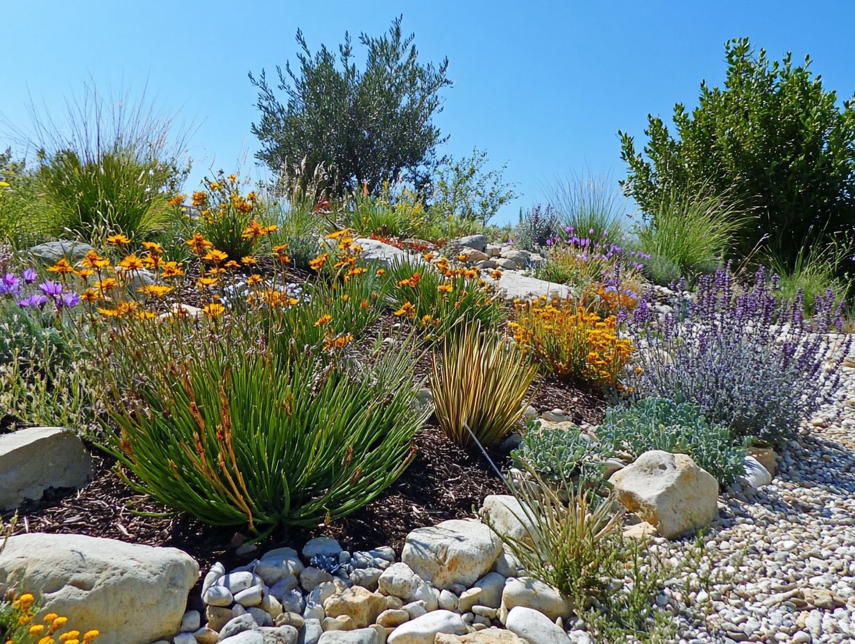 Illustration of xeriscaping techniques with visual examples