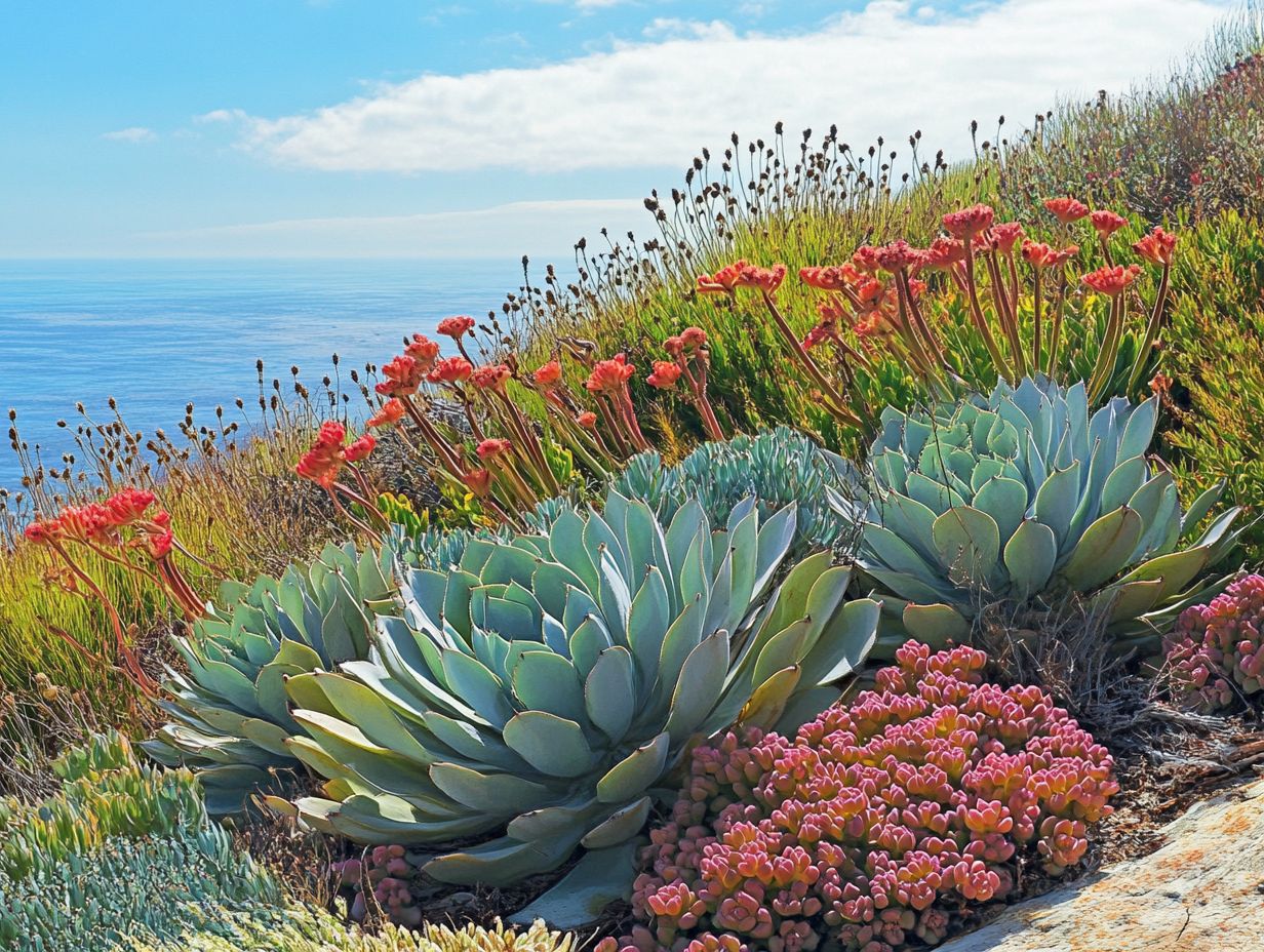 Beautiful coastal garden with drought-resistant plants.