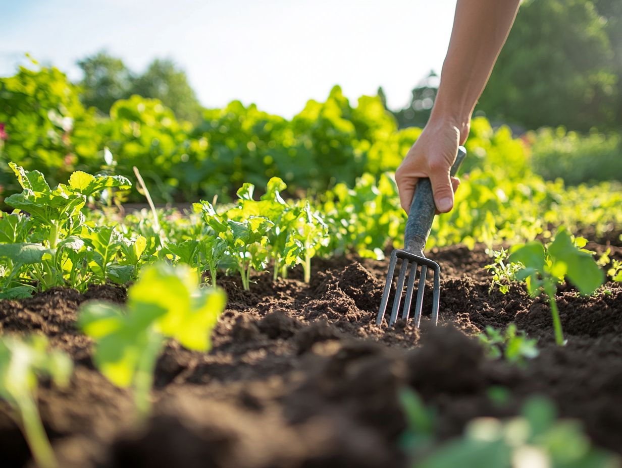 An example of mulching with wood chips to enhance soil health.