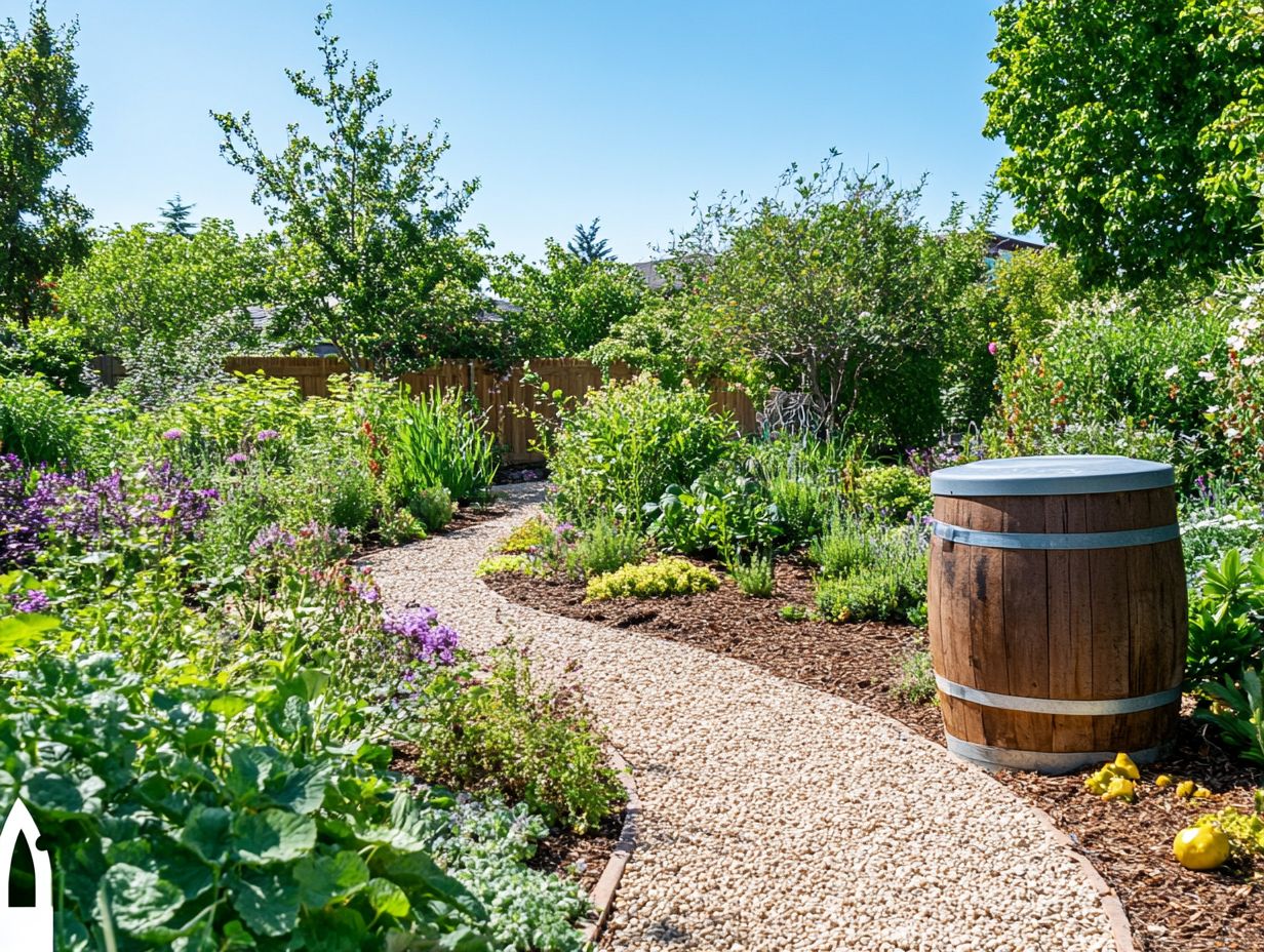 Diagram of a water-wise garden showing essential features