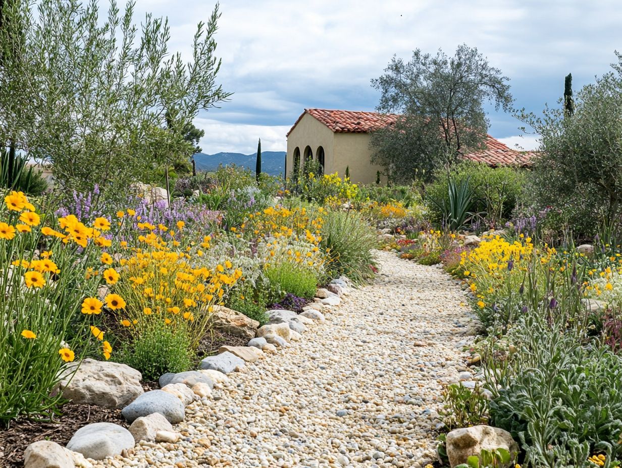 A drought garden showcasing shade from trees and windbreaks for wildlife protection.