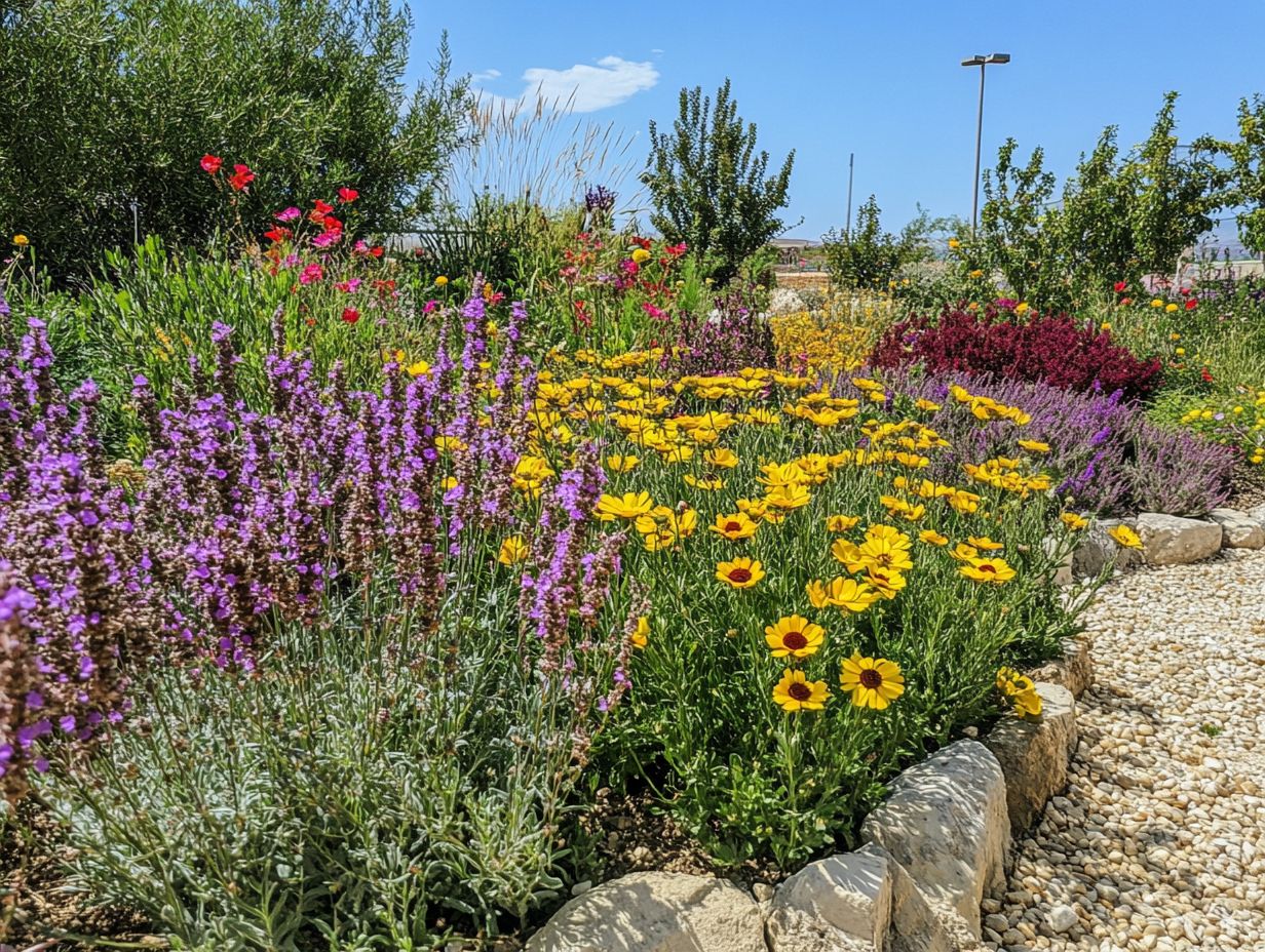 Vibrant milkweed flowers in a butterfly garden.