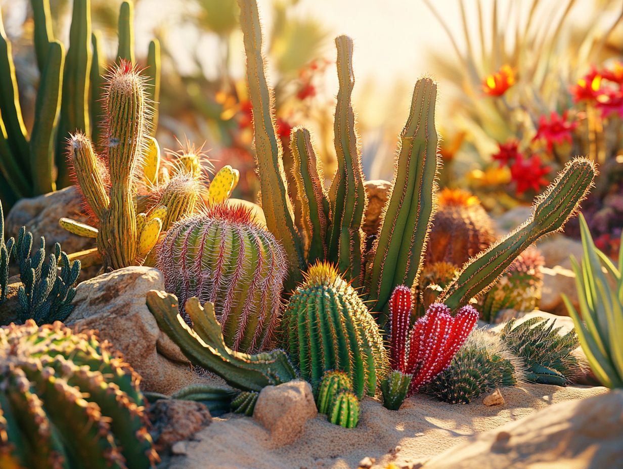 Image of various drought-tolerant cacti for garden landscaping