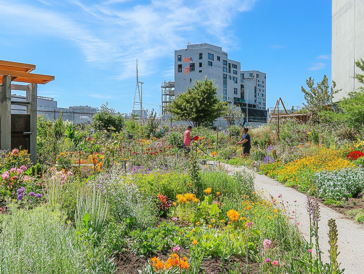 Drought-resistant plants thriving in an urban garden