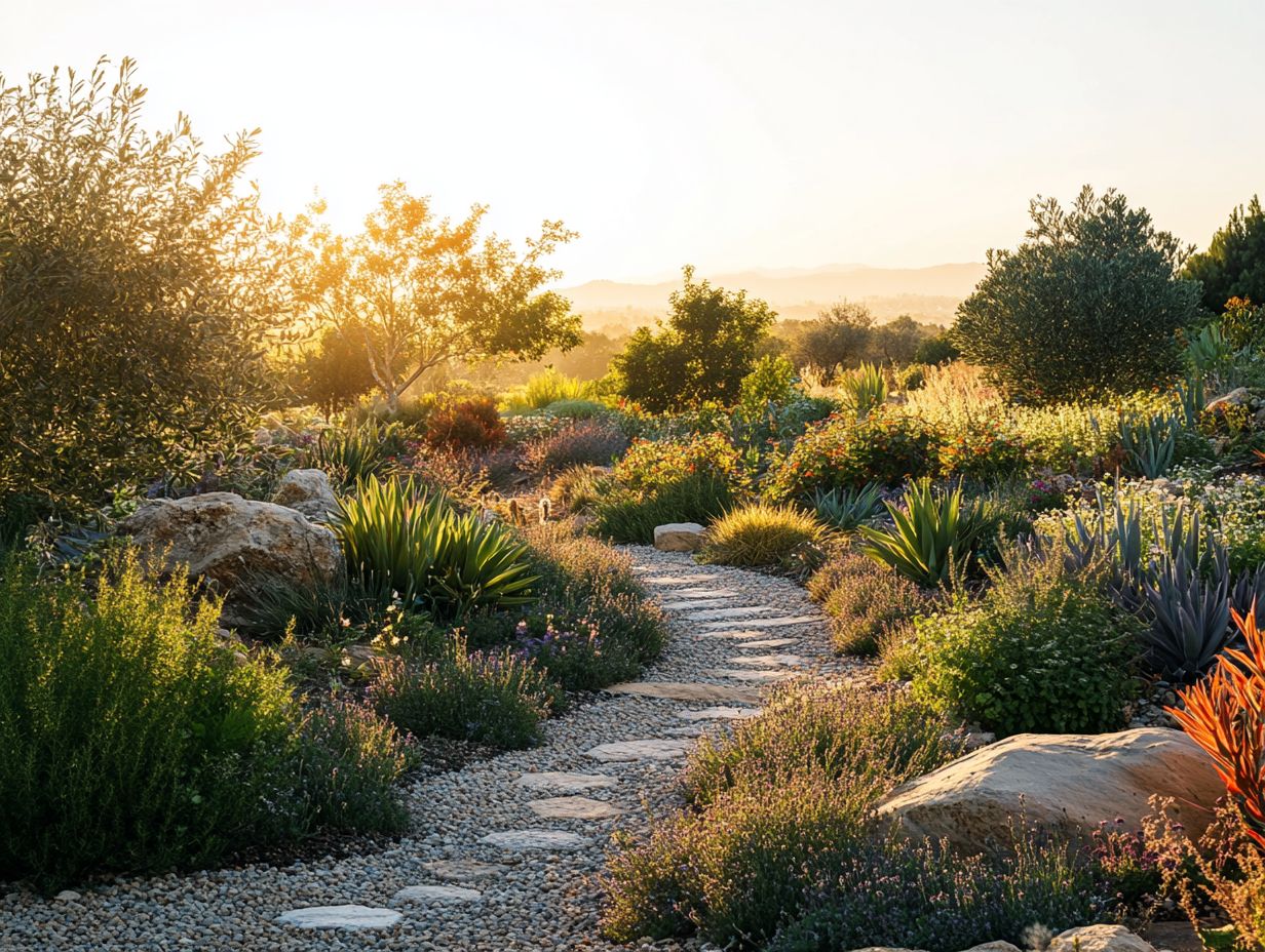 A beautiful drought-resistant garden showcasing various plants for sustainable landscaping