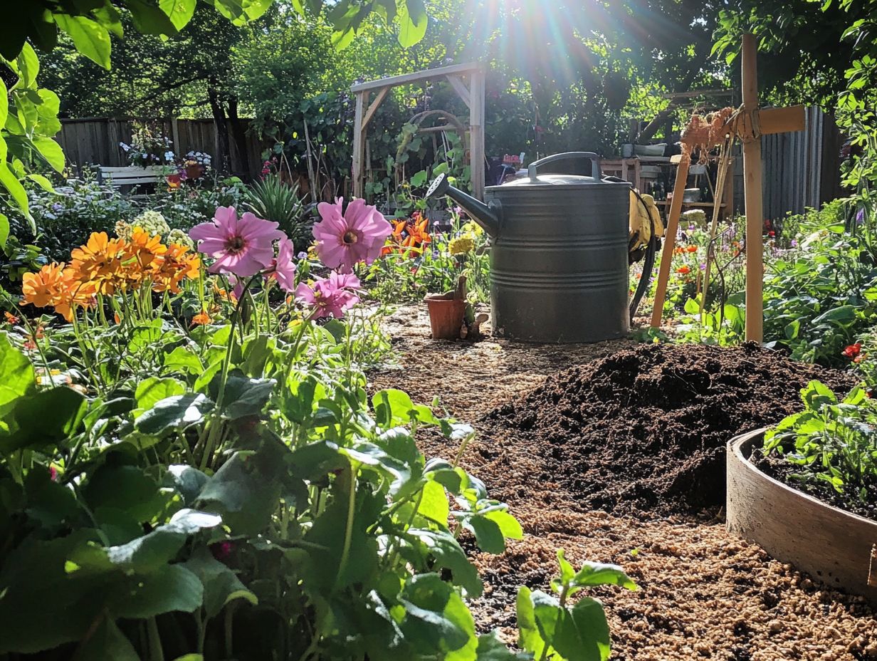 Image depicting key takeaways for composting and drought-resistant gardening.