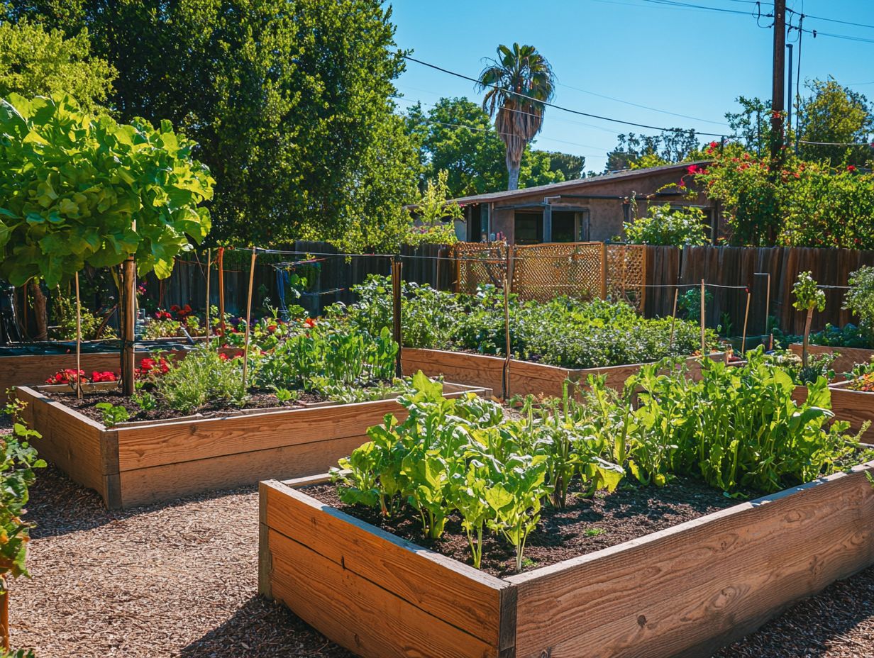 A thriving drought-resistant vegetable garden showcasing various plants