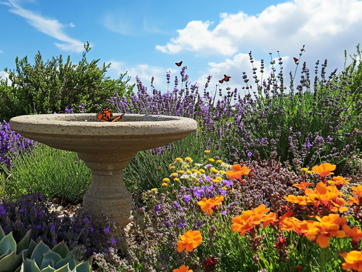 A vibrant drought garden showcasing sustainable watering and fertilizing techniques