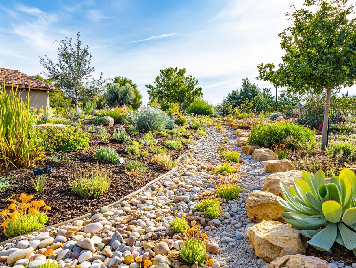 Illustration of key takeaways for creating a xeriscape garden.