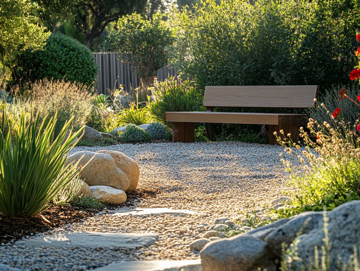 Maintaining a Zen garden in drought-prone areas, showcasing sustainable practices and tranquility.