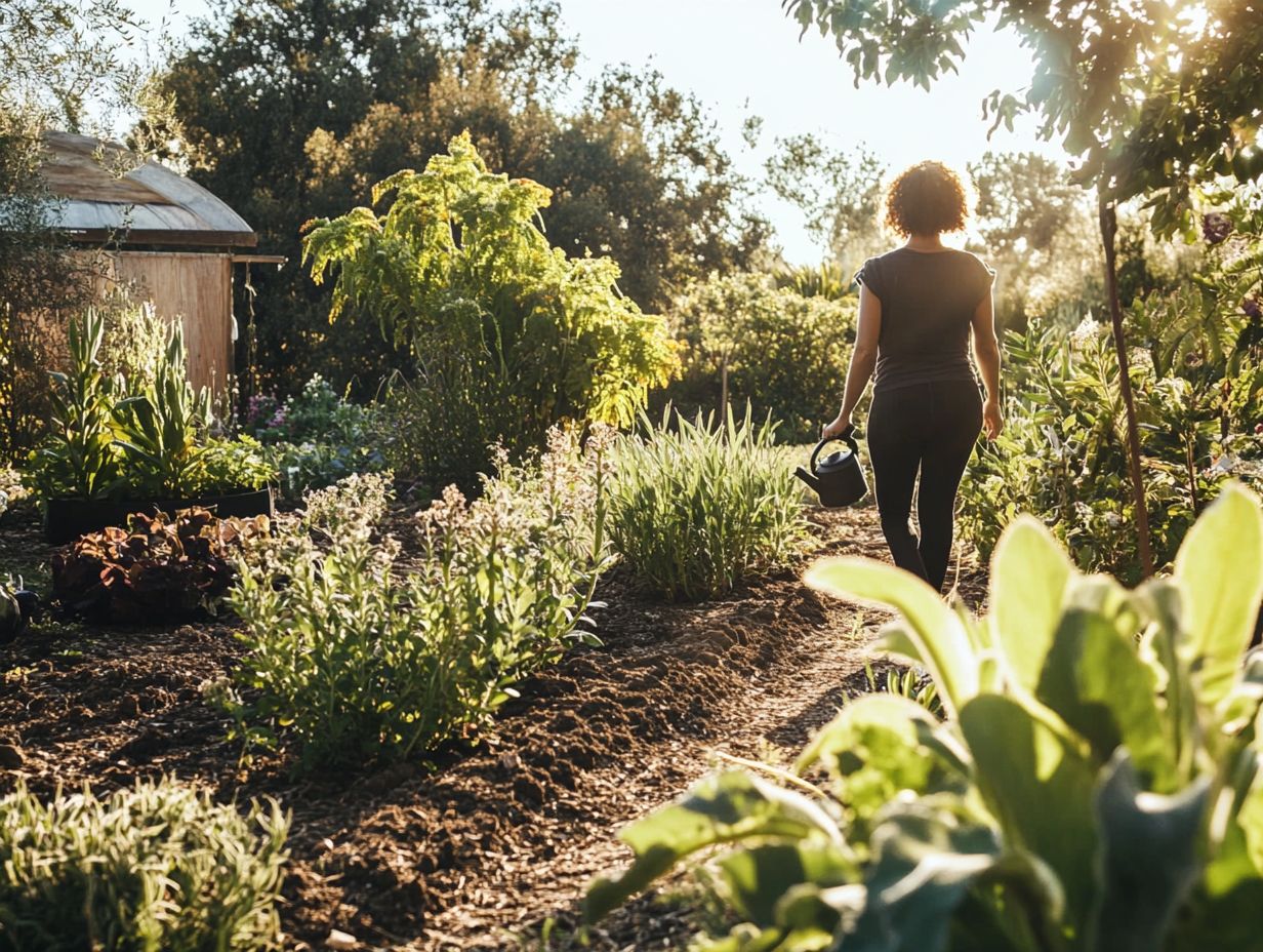 Illustration of drought preparation techniques for gardens