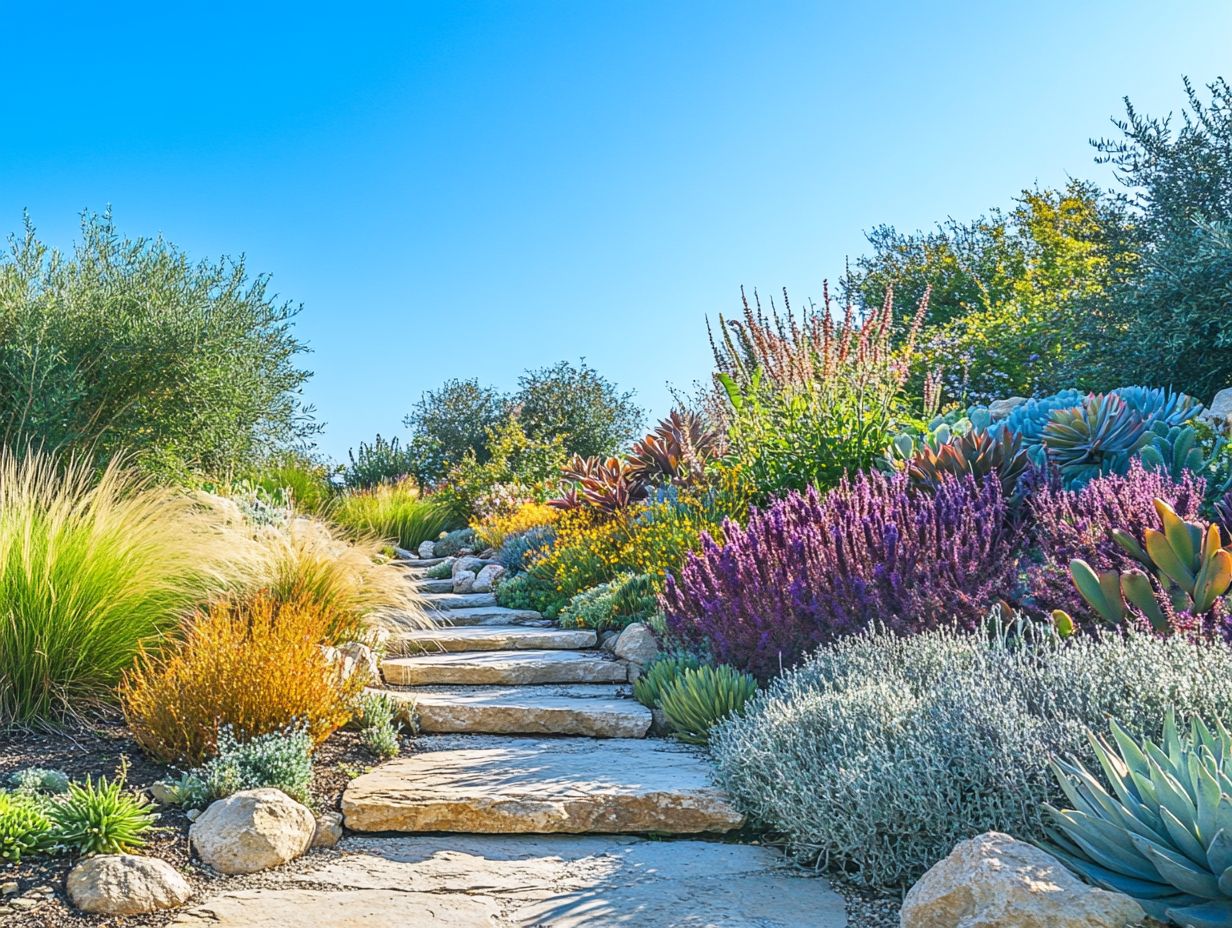 Drought-resistant plants in a garden