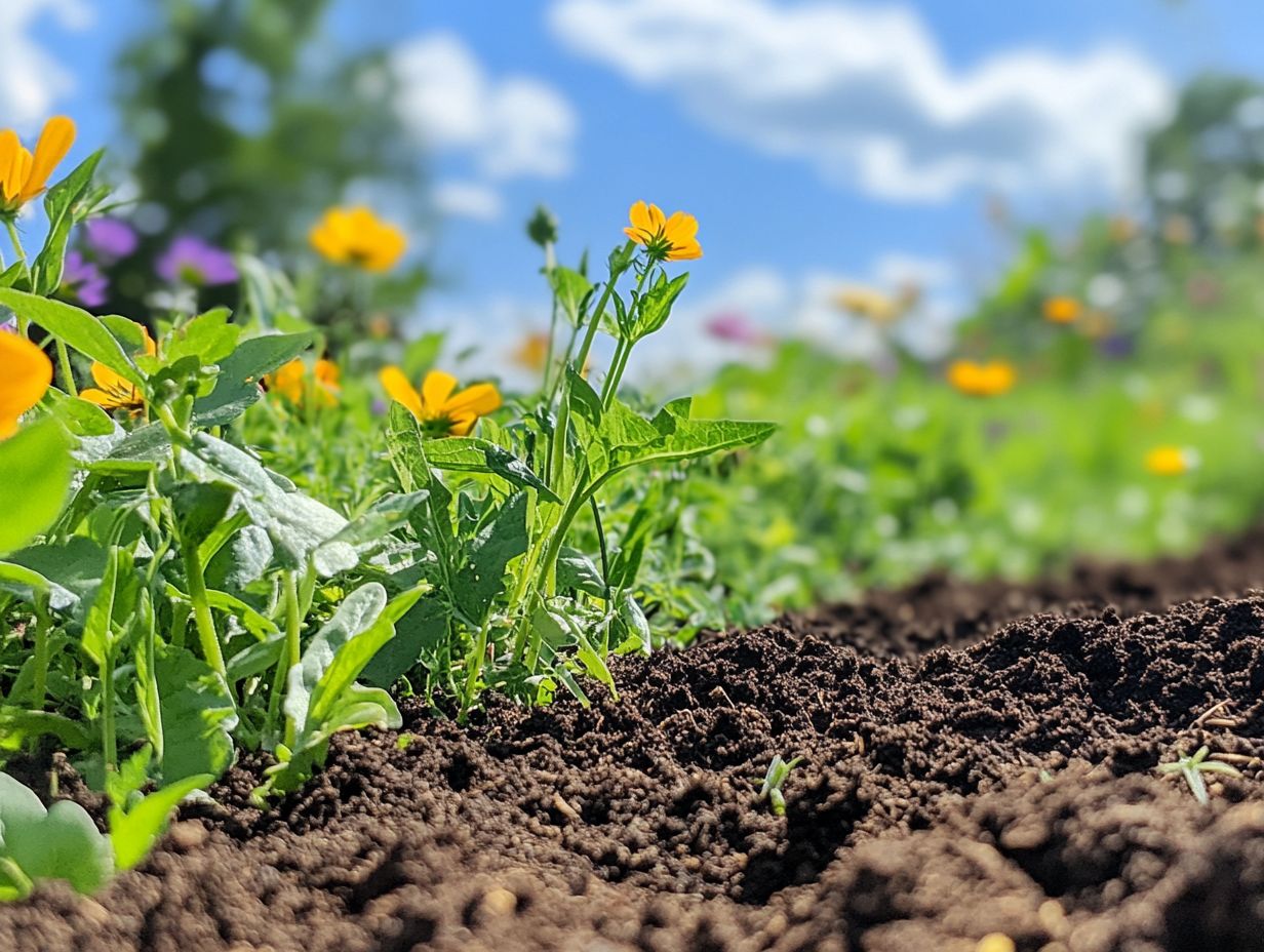 Illustration depicting key takeaways about healthy soil and drought gardening.