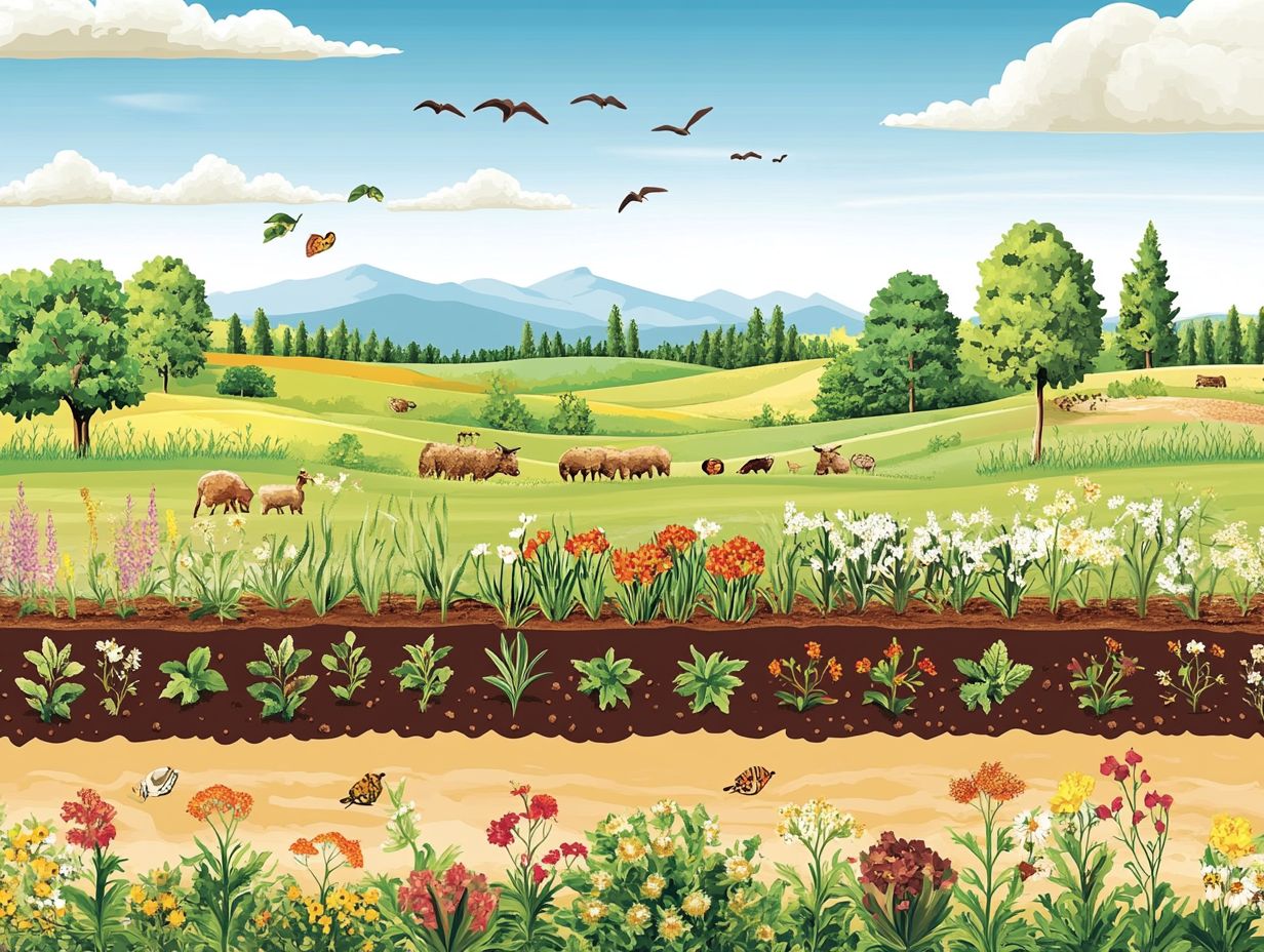 Illustration of Soil Conservation Techniques to Prevent Erosion and Nutrient Loss