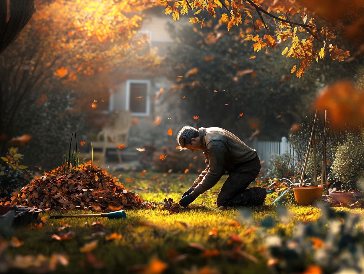 Illustration of the seasonal garden clean-up process