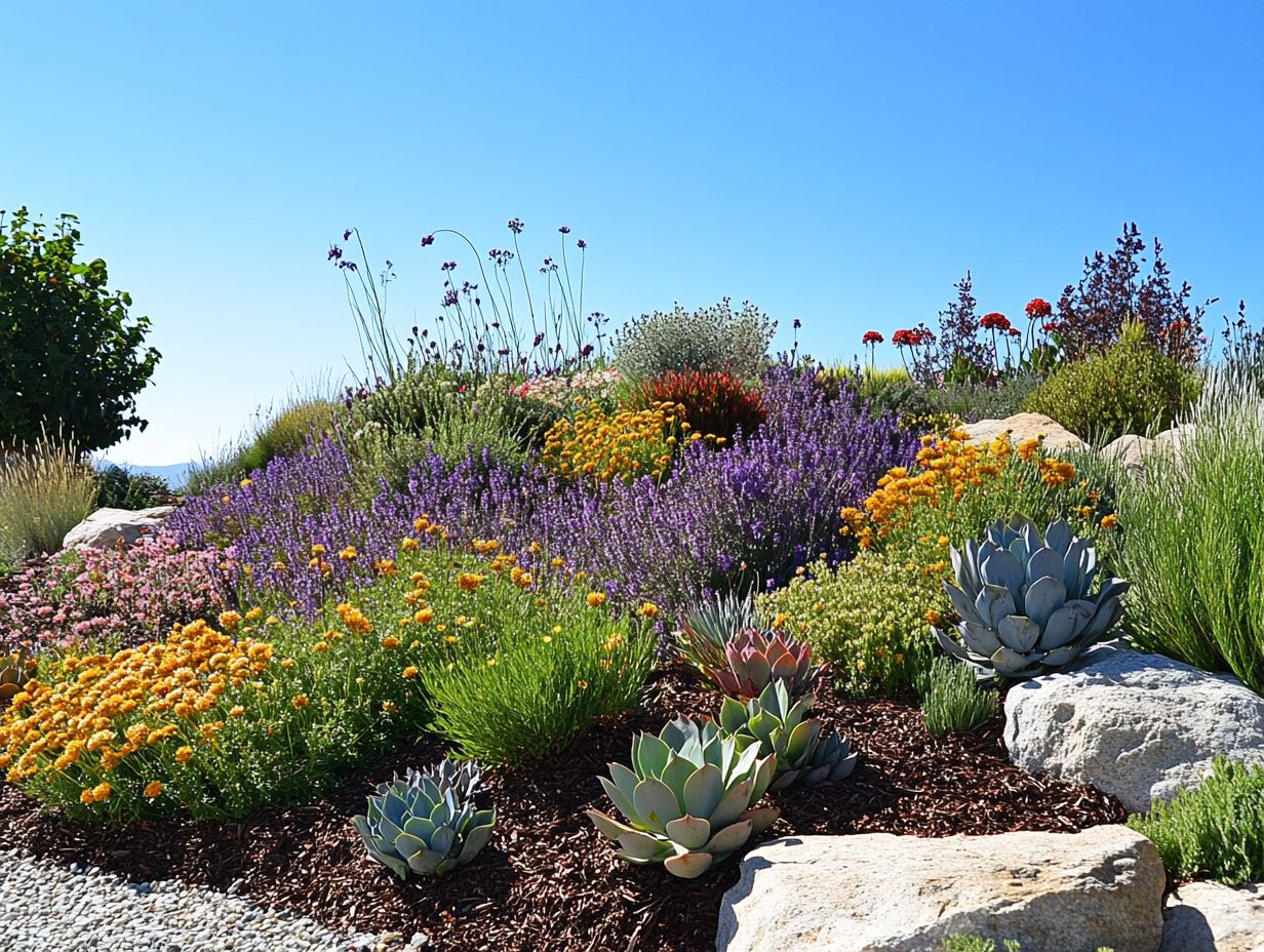 Illustration of techniques for maintaining a drought-tolerant garden