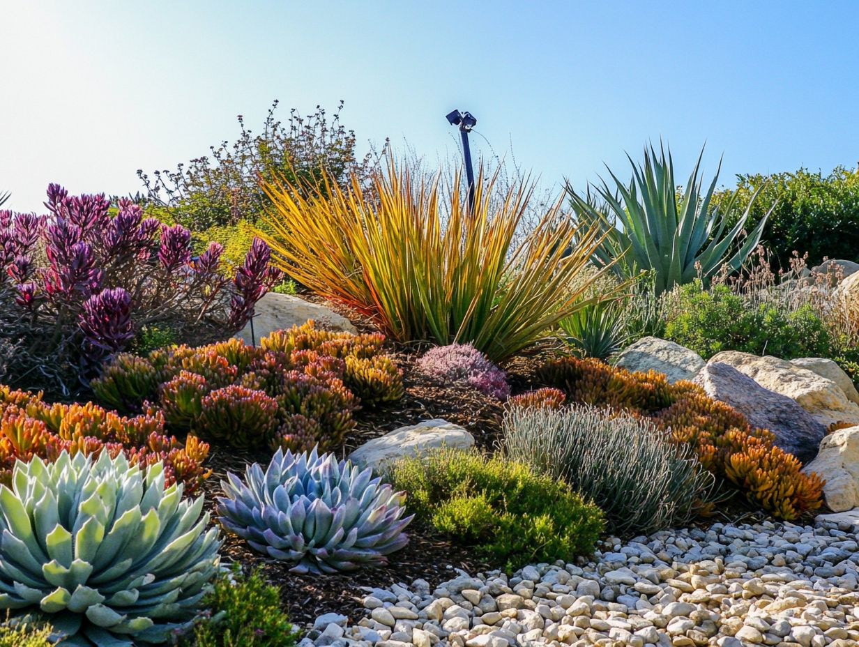 Illustration of a drought-tolerant garden design.