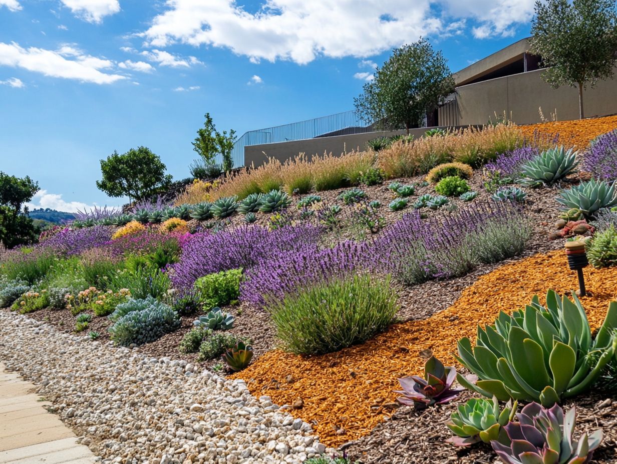 Drought-resistant plants in a garden