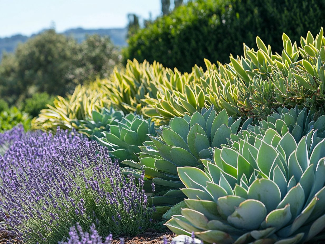 A garden showcasing drought-resistant plants in arid conditions.