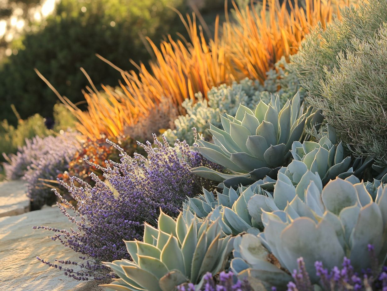 A garden showcasing drought-resistant plants in arid conditions.