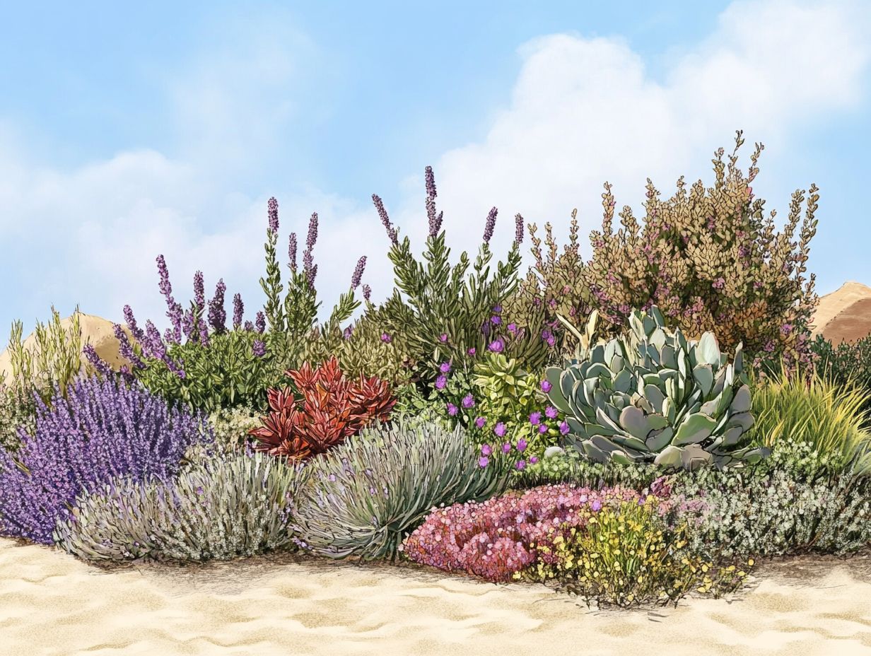 Illustration showing examples of drought-resistant plants