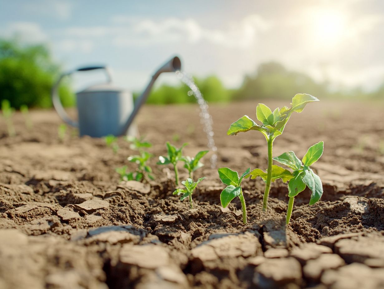 A farmer examining soil quality to address drought challenges