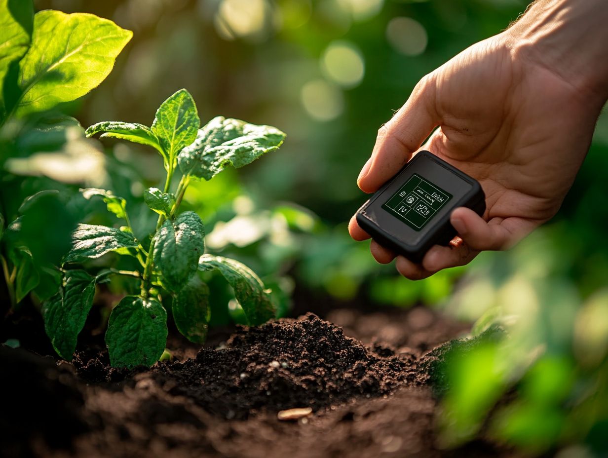 A modern soil moisture sensor in use