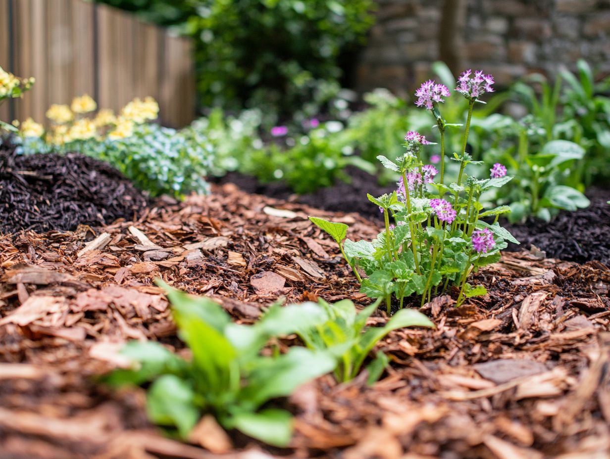 A garden showing the benefits of mulching for moisture retention