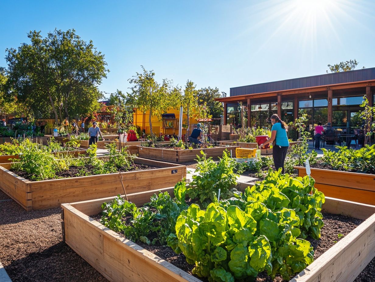 Community members working together in a drought-resistant garden