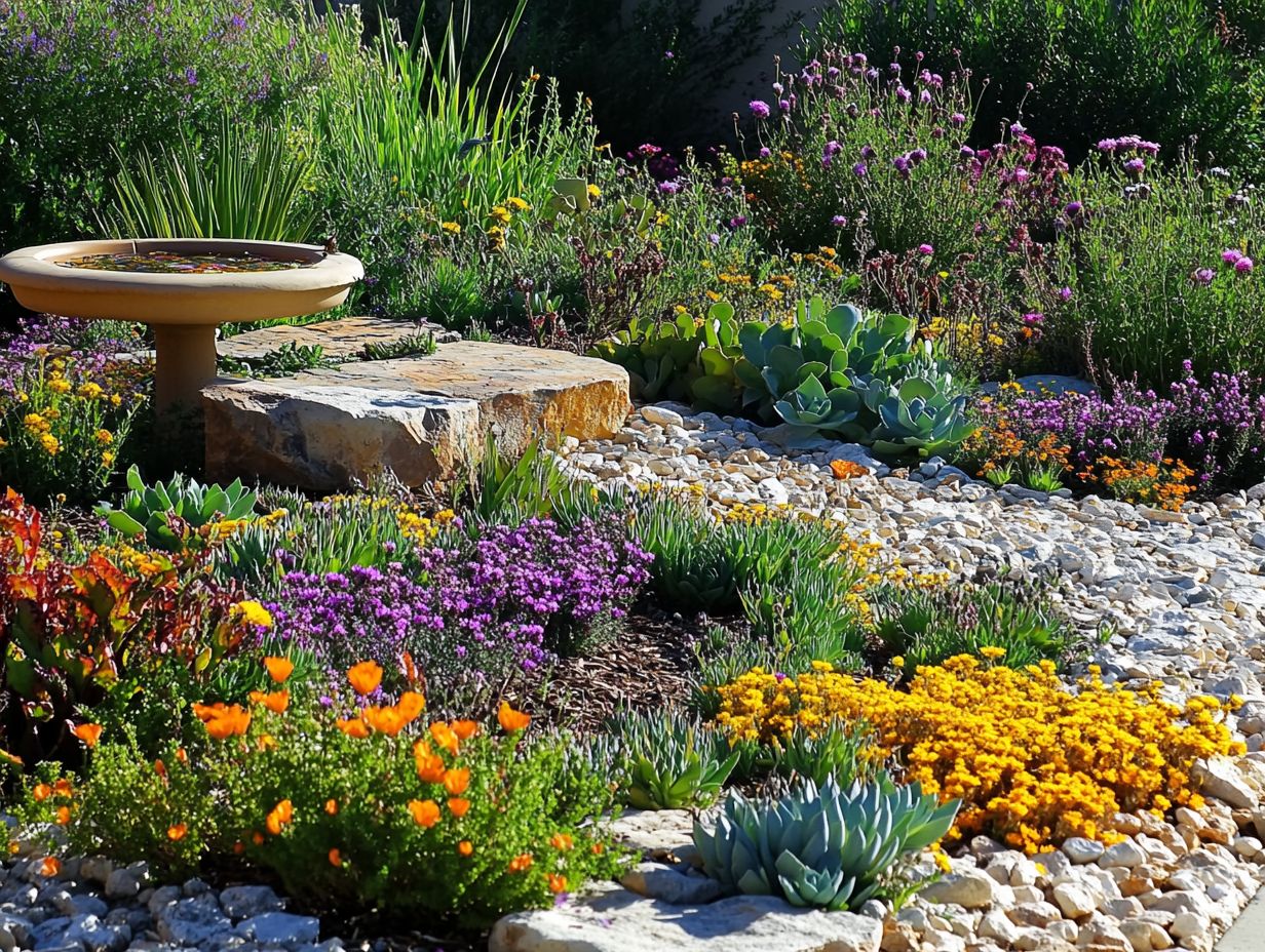 A vibrant drought garden showcasing diverse native species.