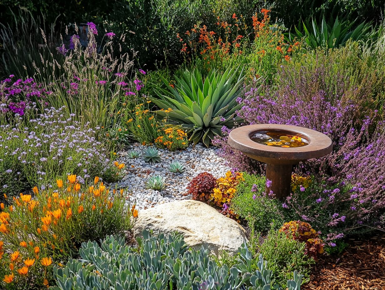 A vibrant drought garden showcasing diverse native species.