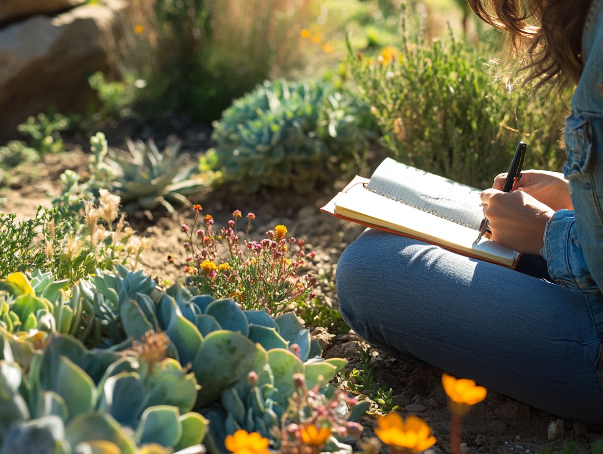 A gardener researching drought-resistant species