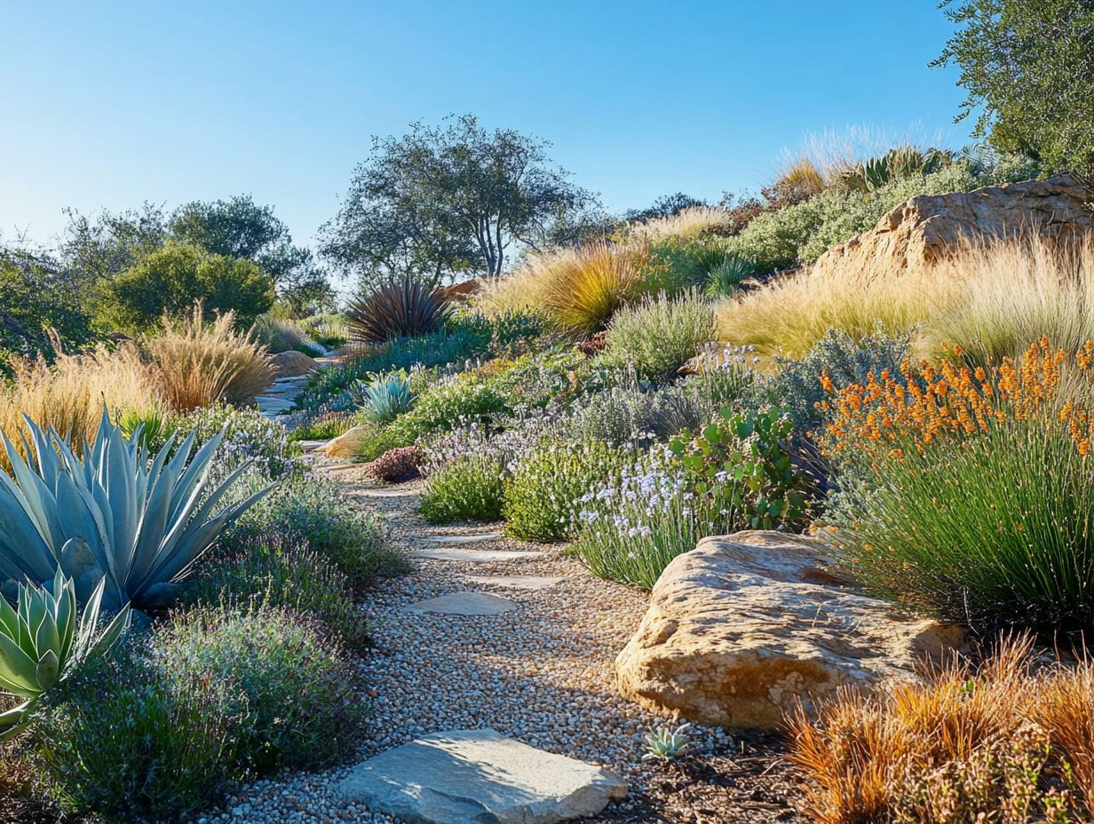 Drought plants in various landscapes