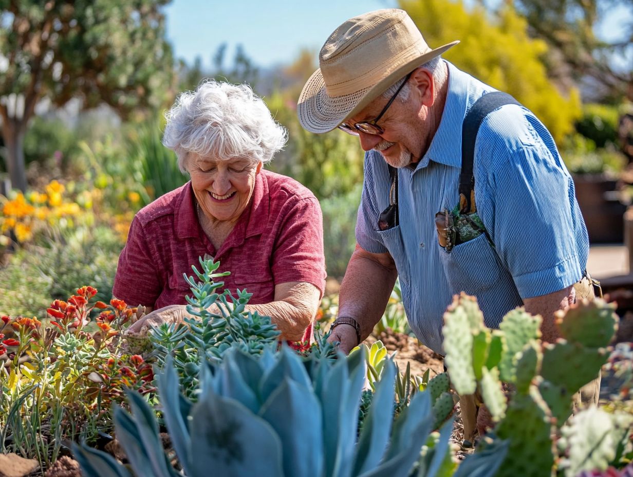 Image of a senior gardener working in a drought garden