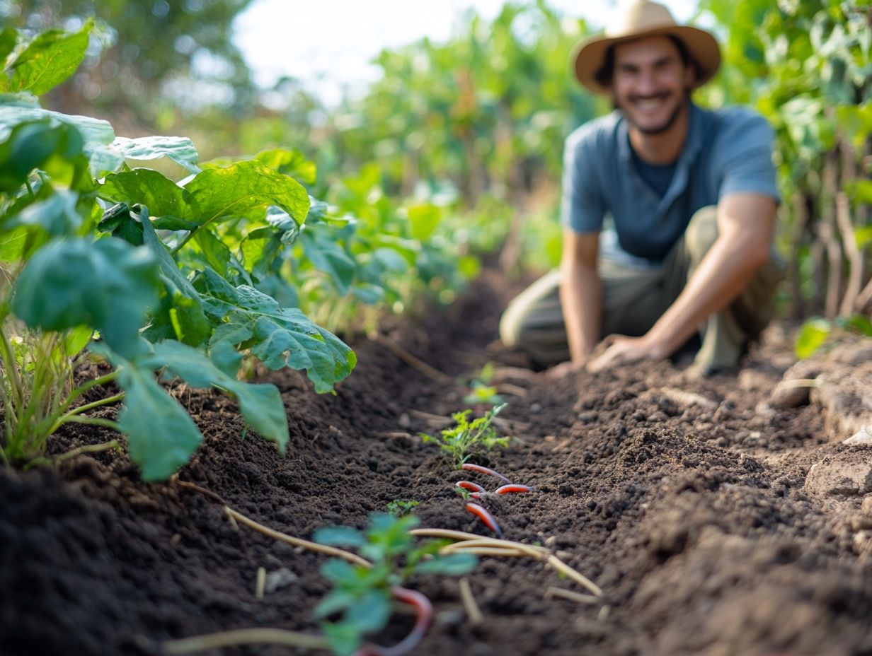 Illustration of the benefits of no-till gardening for soil health.