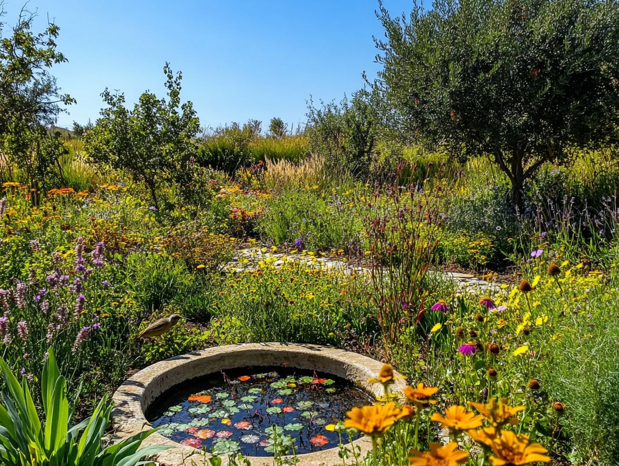 Illustration of rain gardens in drought areas