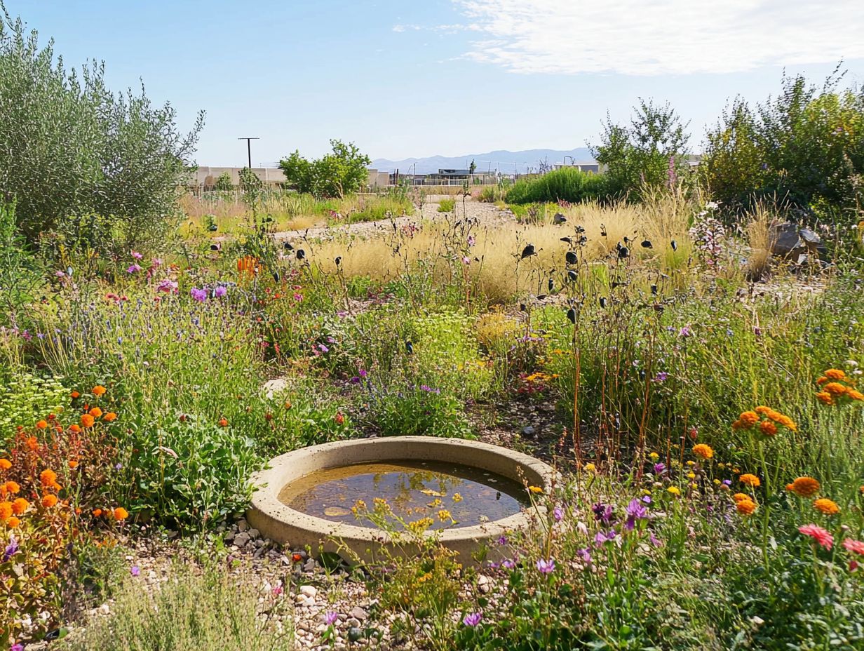 Illustration of the benefits of rain gardens in drought areas