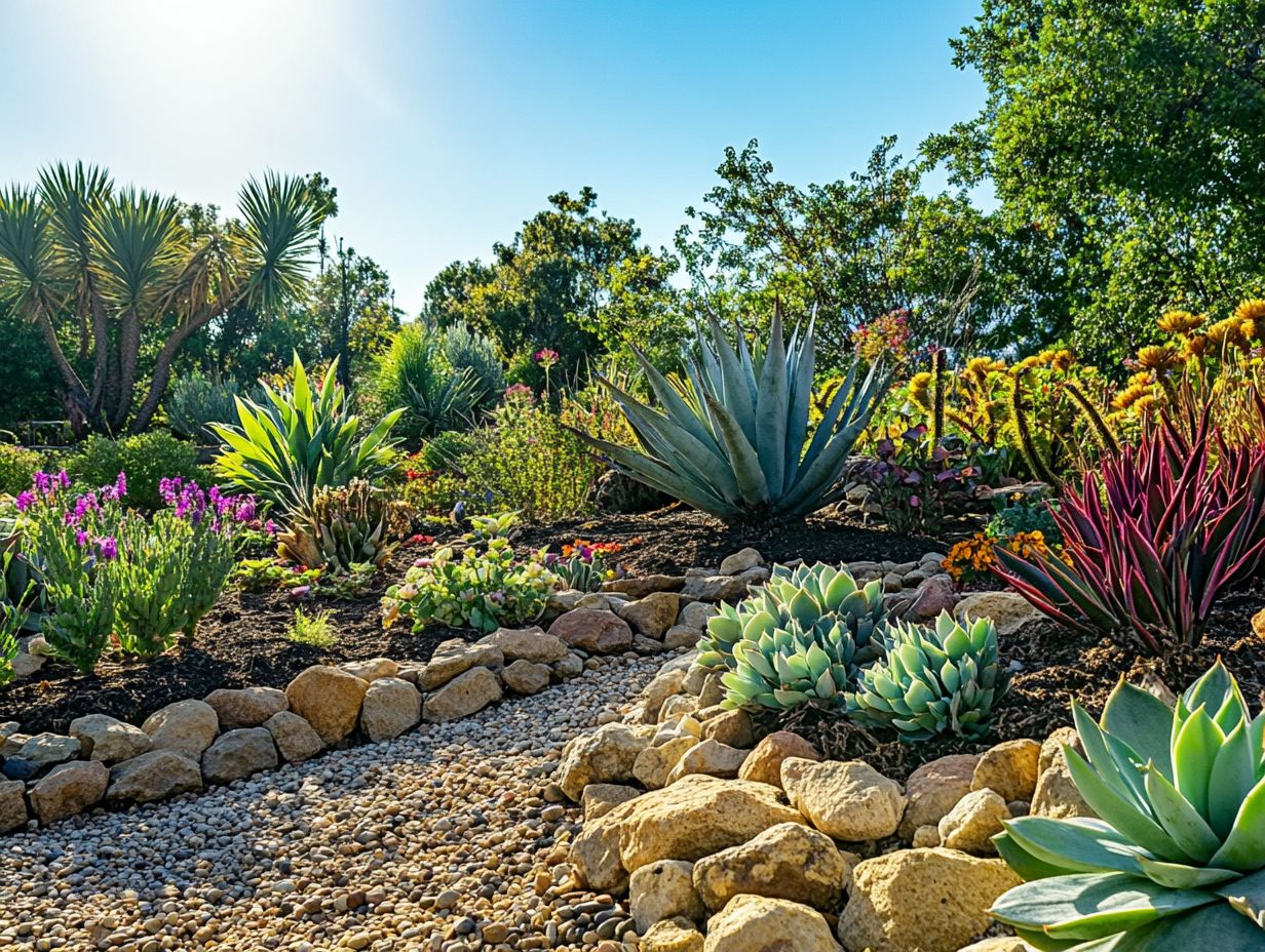 A vibrant garden showcasing drought-resistant plants