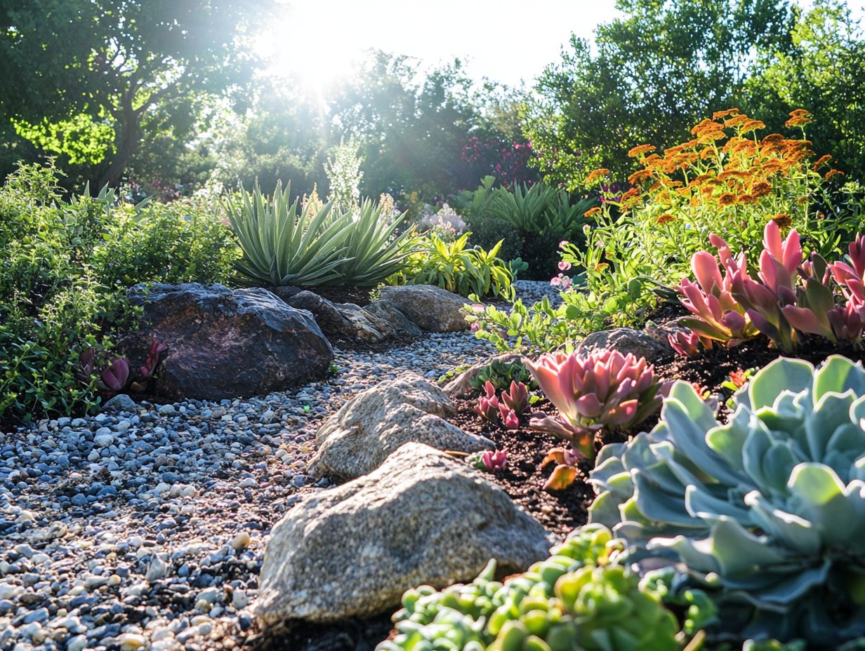 Visual representation of a drought-resistant garden showcasing various plant species