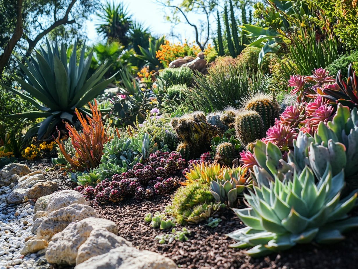 A beautiful arrangement of drought-resistant plants in a landscape