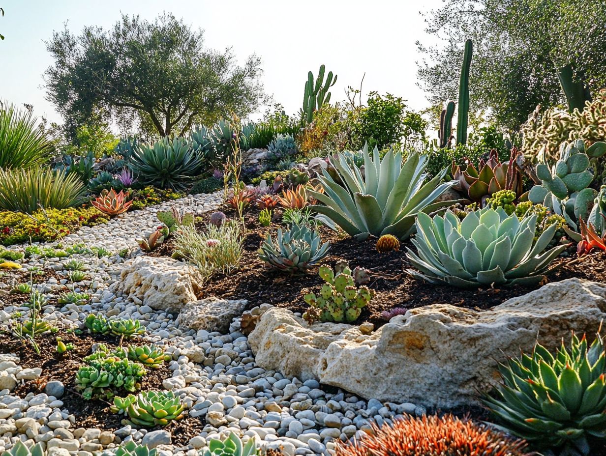 A collection of drought-resistant plants in a sustainable garden.