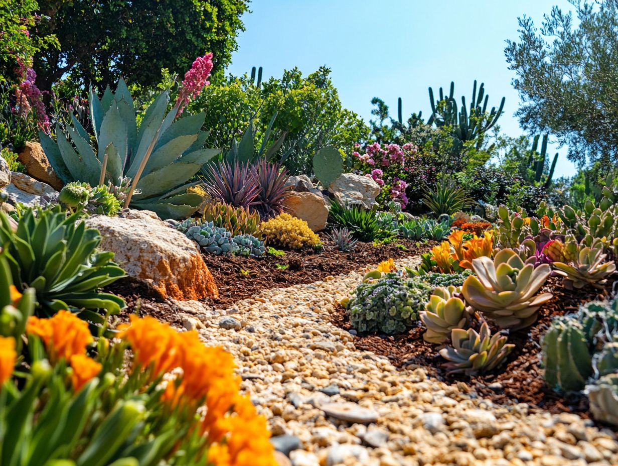 A gardener tending to drought-resistant plants