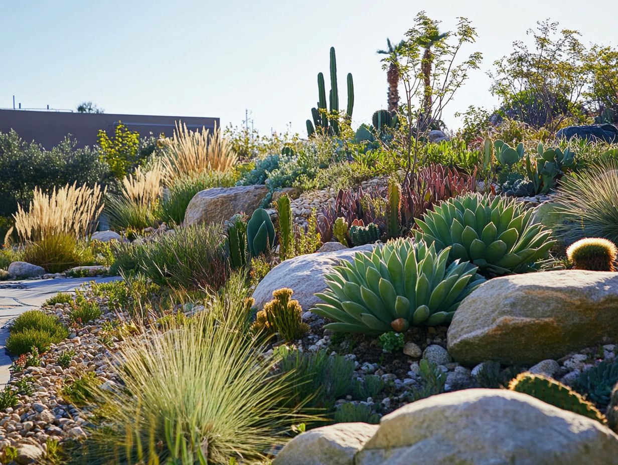 A lush drought garden thriving with diverse plants.