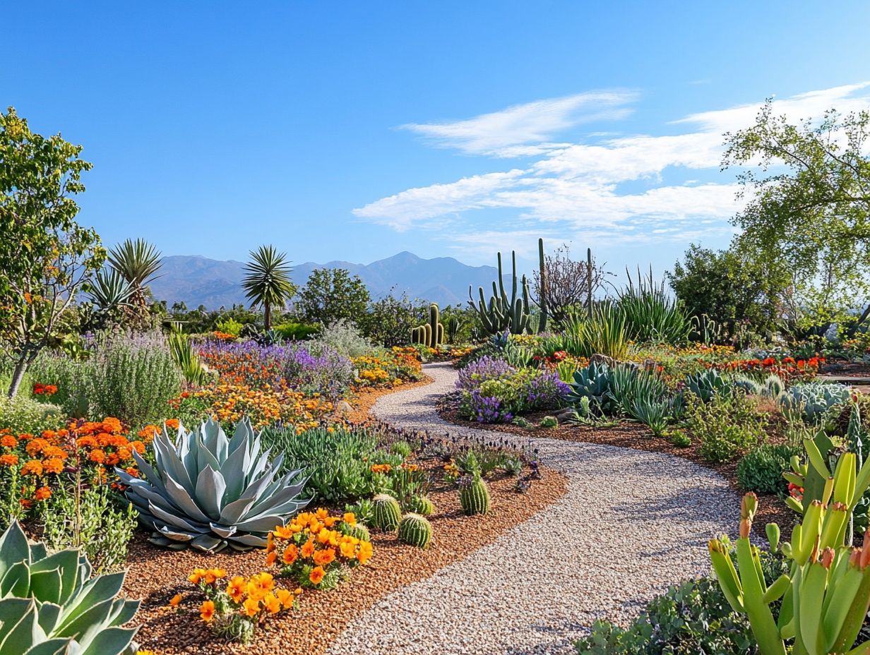 A colorful display of xeriscape plants