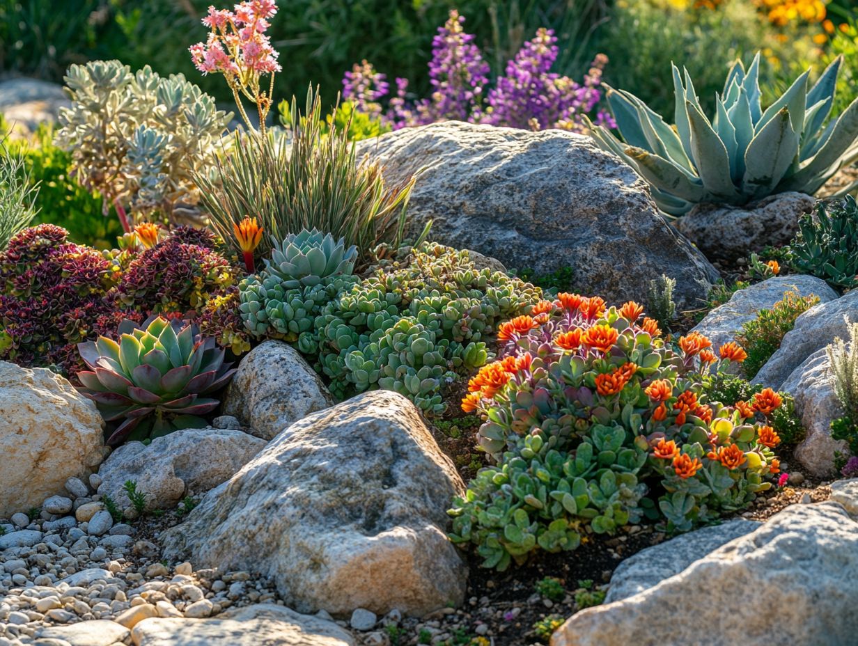 A vibrant blanket flower blooming in a rock garden.