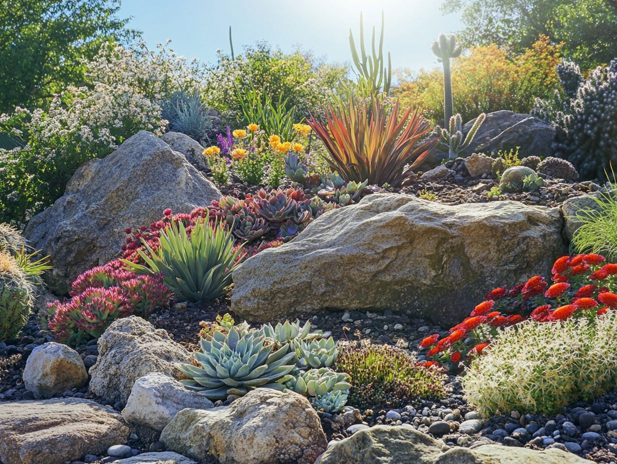 Colorful stonecrop thriving in a rock garden