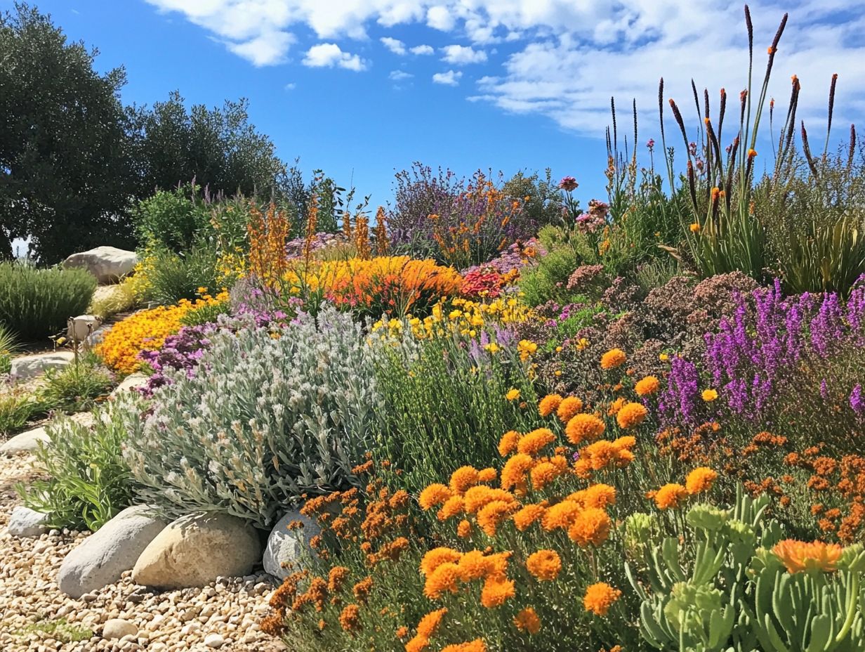 A vibrant garden showcasing healthy perennials thriving despite drought conditions