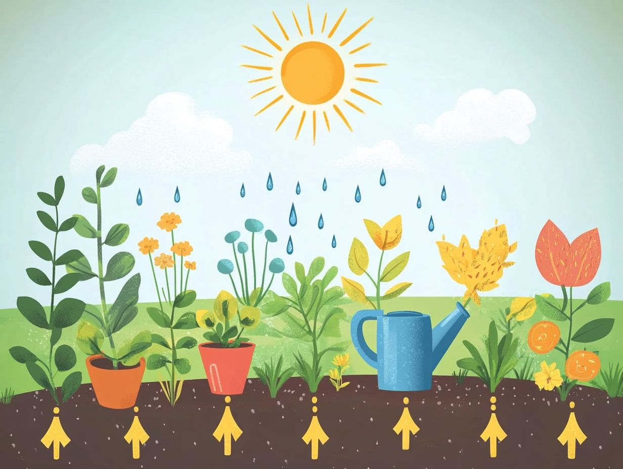 A diagram showing the water cycle relevant to gardening